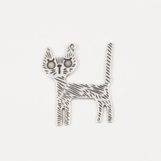 Metal Cat Silver 4.5x3.7cm