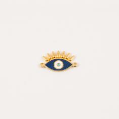 Gold Plated Eye Blue Enamel (2.6x2.5cm)