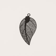 Leaf Filigree Black 5.2x2.7cm