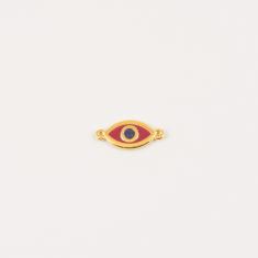 Gold Plated Eye Red Enamel 2.0x1.9cm