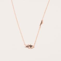 Necklace Silver 925 Pink Gold Eye Enamel
