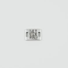 Πλακέτα "Let Love Rule" Ασημί 2x1.5cm