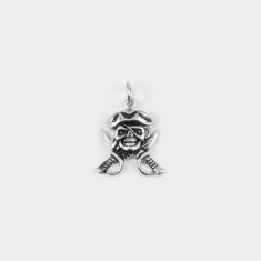 Ατσάλινη Νεκροκεφαλή Ασημί 2.8x1.9cm