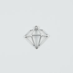 Metal Diamond Silver 2.6x2.5cm