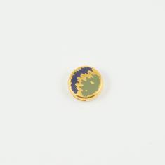 Gold Plated Circle Blue-Olive Enamel