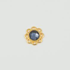Flower Gold Crystal Blue 1.5cm