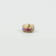 Gold Grommet Pink Iridescent Strass 6mm