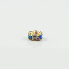 Gold Grommet Blue Iridescent Strass 6mm