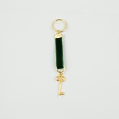 Μπρελόκ Βελούδο Πράσινο Κλειδί Χρυσό