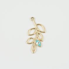 Gold Plated Branch Eye Light Blue 4x2cm