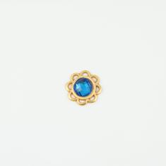 Flower Gold Crystal Deep Blue 1.5cm