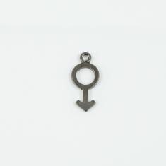 Male Symbol Black Nickel 2.4x1.1cm