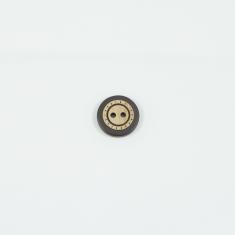 Ξύλινο Κουμπί Μαύρο-Φυσικό 1.5cm