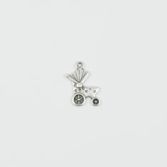 Μεταλλικό Καροτσάκι Ασημί 1.9x1.1cm