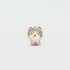 Metal Cat Yellow Enamel 2.1x1.6cm