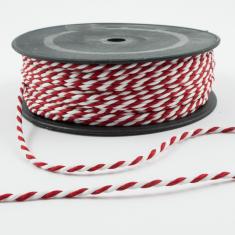 Κορδόνι Βαμβακερό Κόκκινο-Λευκό 3mm