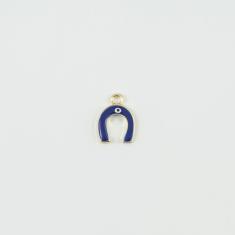 Gold Horseshoe-Eye Blue Enamel 1.6x1.2cm