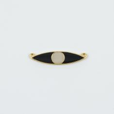 Χρυσό Μάτι Σμάλτο Μαύρο-Μπεζ 3.8x1cm