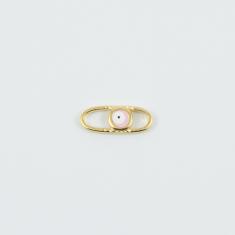 Χρυσό Μάτι Ροζ Σμάλτο 1.9x0.8cm