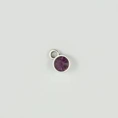 Silver Pendant Swarovski Purple 9x6mm
