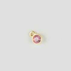 Gold Pendant Swarovski Pink 9x6mm