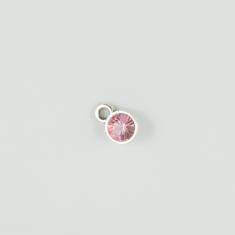 Silver Pendant Swarovski Pink 9x6mm
