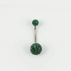 Σκουλαρίκι Αφαλού Πράσινα Κρύσταλλα 10mm