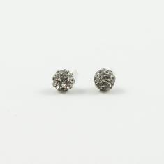 Silver Earrings Crystals Anthracite 5mm