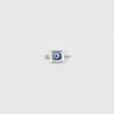 Silver Square Blue Eye 1.4x0.8cm