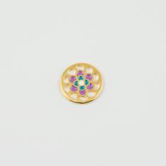 Χρυσός Κύκλος Λουλούδι Σμάλτο 2.2cm