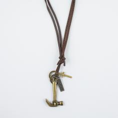 Necklace Leather Brown Hammer Bronze