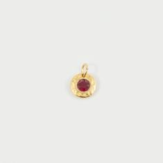 Gold Pendant Red 13x9mm