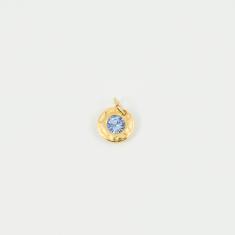 Gold Pendant Sky Blue 13x9mm