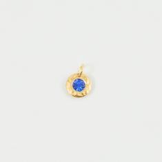 Gold Pendant Blue 13x9mm