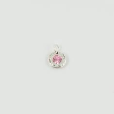 Silver Pendant Pink 13x9mm