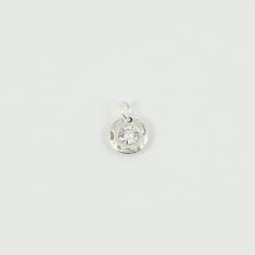 Silver Pendant White 13x9mm