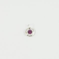 Silver Pendant Purple 13x9mm