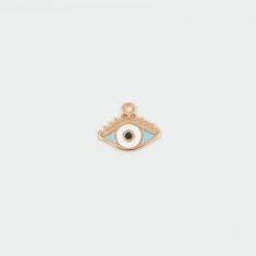 Ροζ Χρυσό Μάτι Σμάλτο Γαλάζιο 1.4x1.2cm
