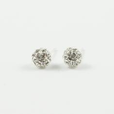 Earrrings Silver Crystals White 6mm