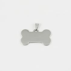 Steel Dog Bone Silver 4x3cm