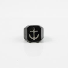 Δαχτυλίδι Άγκυρα Black Nickel