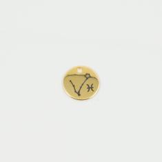 Metal Zodiac Pisces Gold 1.5cm