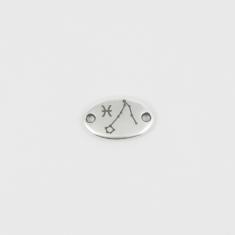 Oval Zodiac Pisces Silver 1.8x1.1cm
