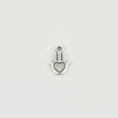 Metal Hand-Heart Silver 1.5x1cm