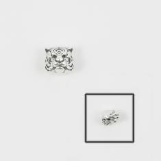 Μεταλλικό Κεφάλι Τίγρης Ασημί 1x1cm