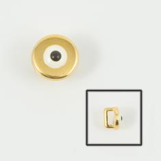 Gold Plated Eye White Enamel 9mm