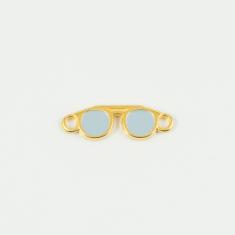 Glasses Gold Enamel Light Blue 2.3x0.8cm