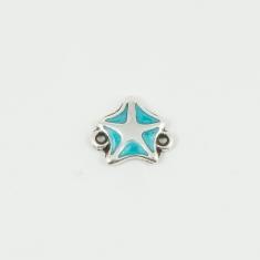 Αστερίας Ασημί-Γαλάζιο 1.5x1.4cm