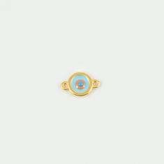 Eye Gold Enamel Light Blue 1.6x1cm