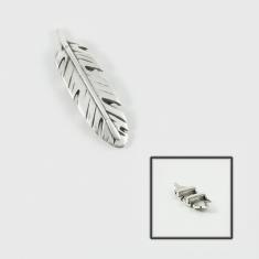 Metal Feather Silver 4.4x1.3cm